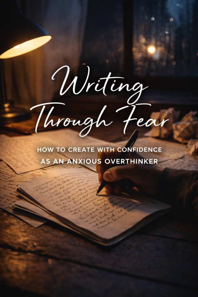 Series 2: Writing Through Fear: How to Create with Confidence as an Anxious Overthinker chatgpt image writing through fear how to create with confidence as an anxious overthinker