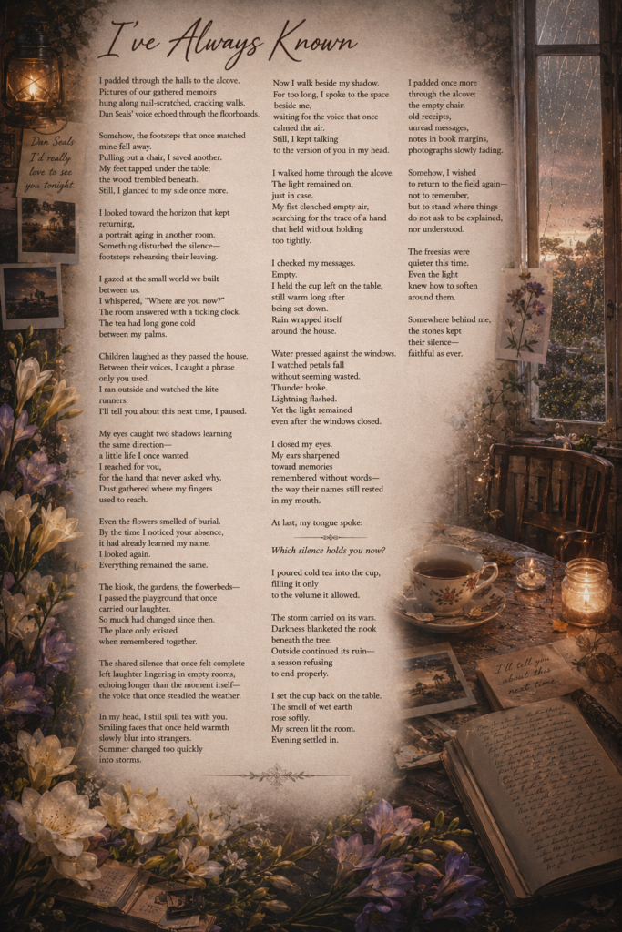 I've Always Known: Creative Writing Process chatgpt image i've always known by jc luwang