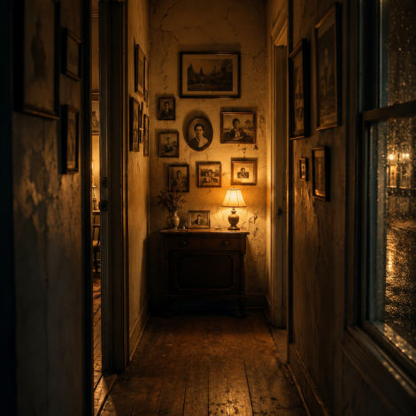 chatgpt image a nostalgic dimly lit hallway leading to a small alcove